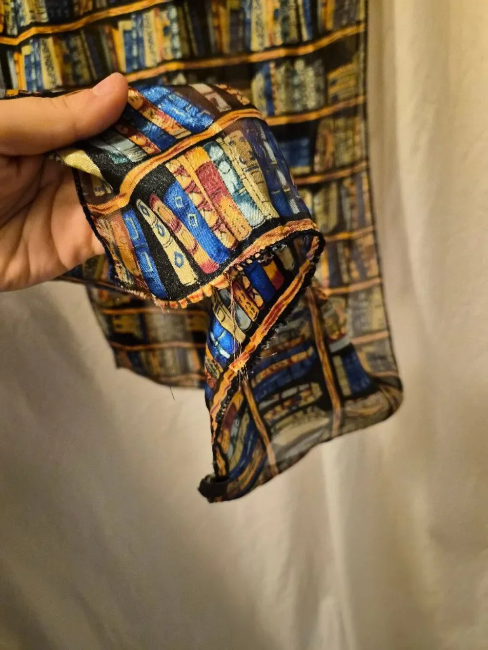 VTG Y2K Bookshelf Print Scarf Library Book Lover Gift Sheer Literary Accessory